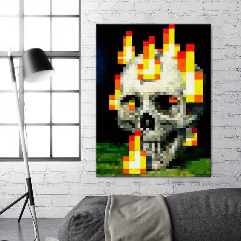 Minecraft Skull Pixel Art Wall Decor